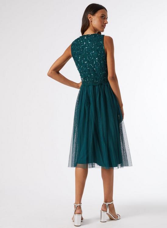 Dorothy Perkins **Showcase Green Embellished Midi Dress 3
