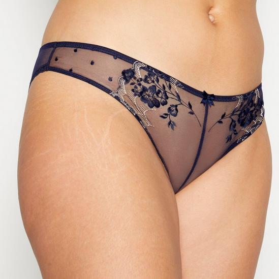 Gorgeous Navy Floral Spot Embroidered Brazilian Knickers 2