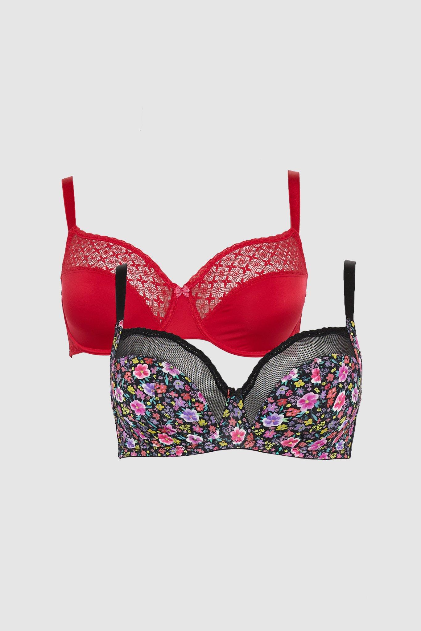 Dd+ 2 Pack Pansy Floral Non Padded Balcony Bra