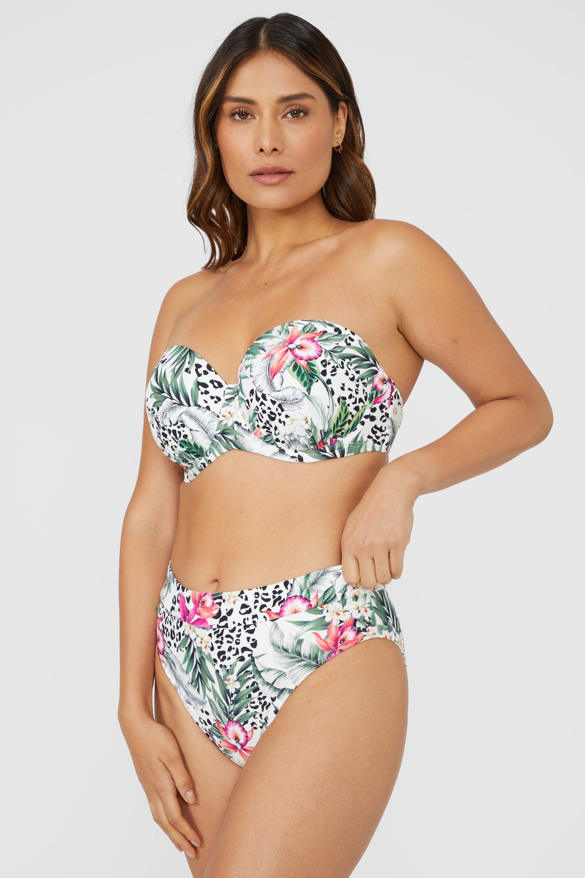Gorgeous DD+ Jungle Padded Strapless Multiway Bikini Top