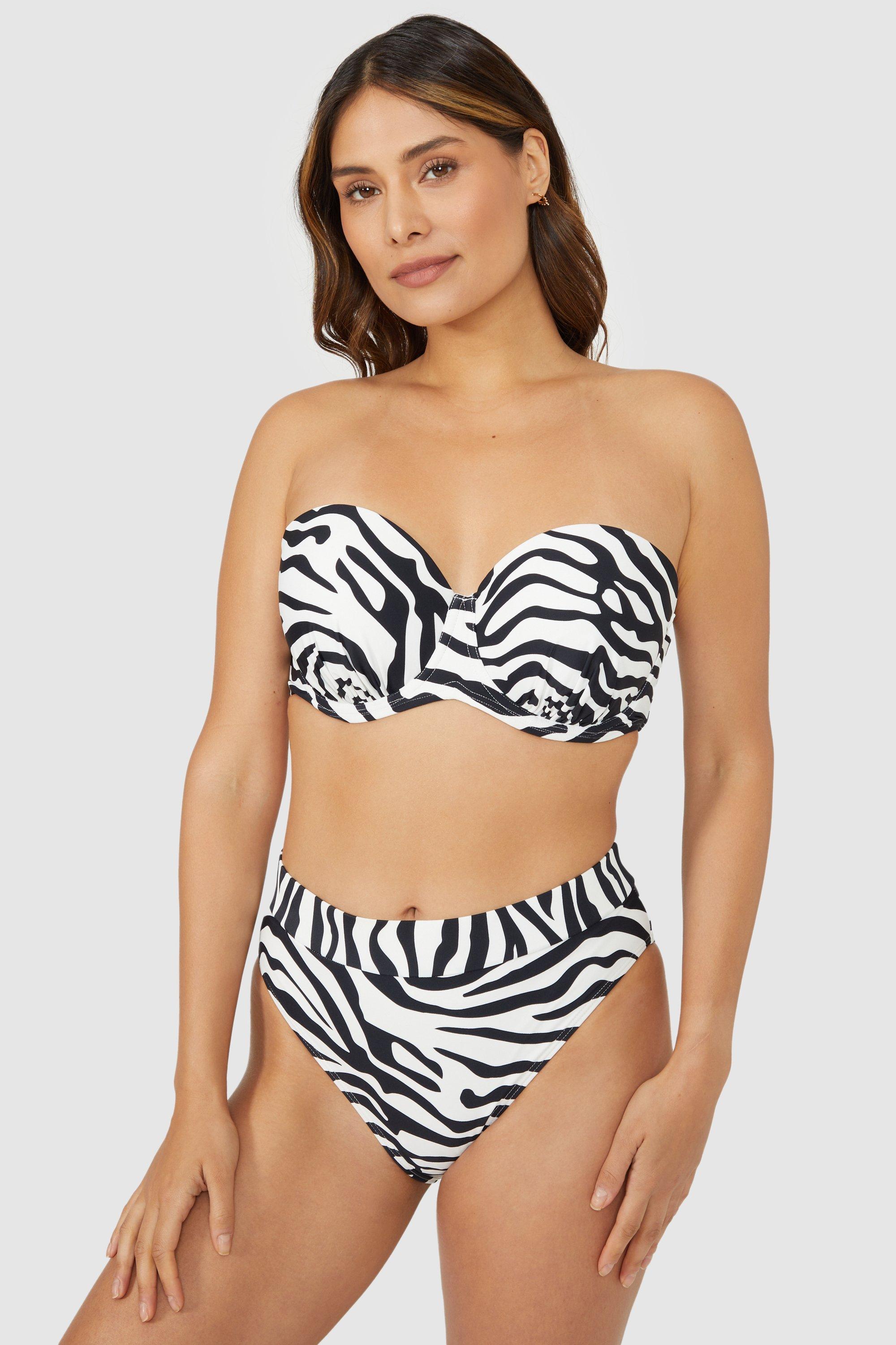 Gorgeous Zebra Padded Strapless Bikini Top