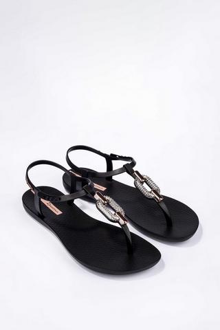 Cipriata Flip Flops Womens Diamante Toe Post Sandals Womens Flip Flops  Sandals Size 3 4 5 6 7 8 Black