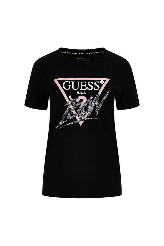 Guess Ss Crew Neck Icon Tee Jet Black 4
