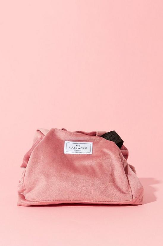The Flat Lay Co Pink Velvet Open Flat Makeup Bag 1