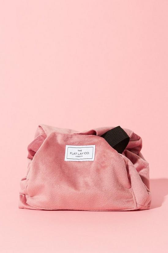 The Flat Lay Co Pink Velvet Open Flat Makeup Bag 2