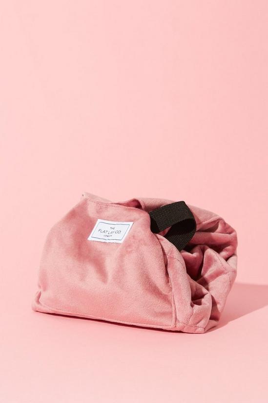 The Flat Lay Co Pink Velvet Open Flat Makeup Bag 3