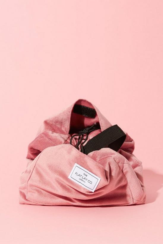 The Flat Lay Co Pink Velvet Open Flat Makeup Bag 4
