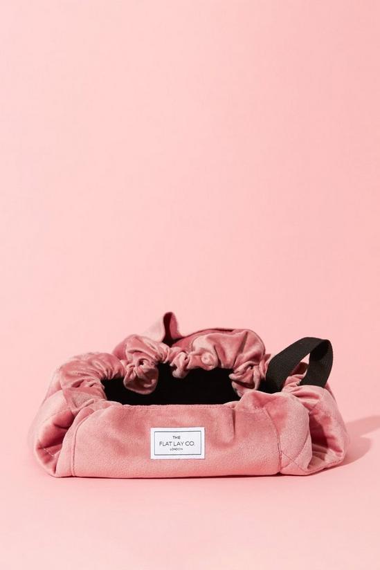 The Flat Lay Co Pink Velvet Open Flat Makeup Bag 5
