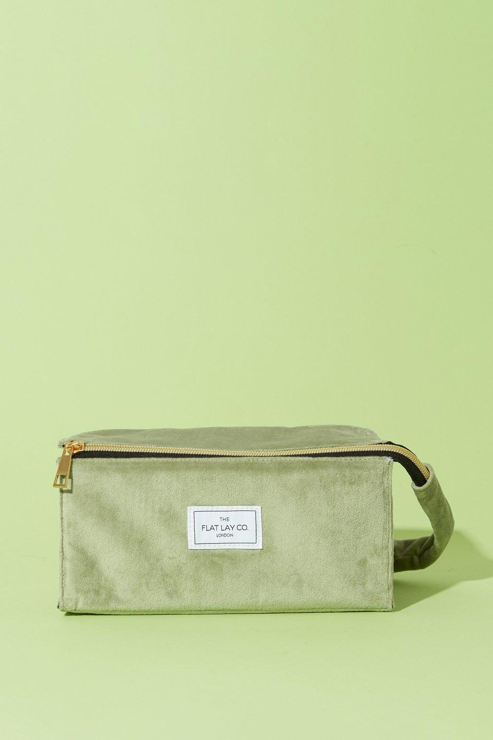 The Flat Lay Co. THE FLAT LAY CO. OPEN FLAT MAKEUP BAG - Make-up-Accessoires  - sage green velvet/beige 