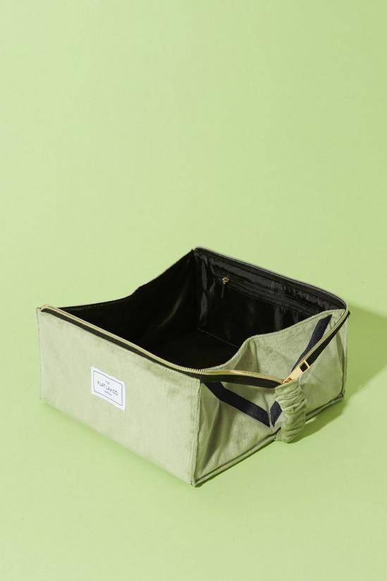 The Flat Lay Co Sage Velvet Open Flat Makeup Box Bag 4