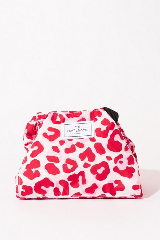 The Flat Lay Co Pink Leopard Open Flat Makeup Bag 1