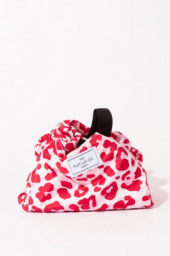 The Flat Lay Co Pink Leopard Open Flat Makeup Bag 3