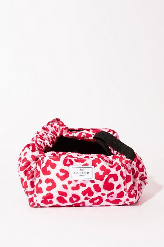 The Flat Lay Co Pink Leopard Open Flat Makeup Bag 4