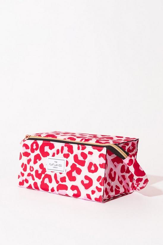 The Flat Lay Co Pink Leopard Open Flat Makeup Box Bag 2
