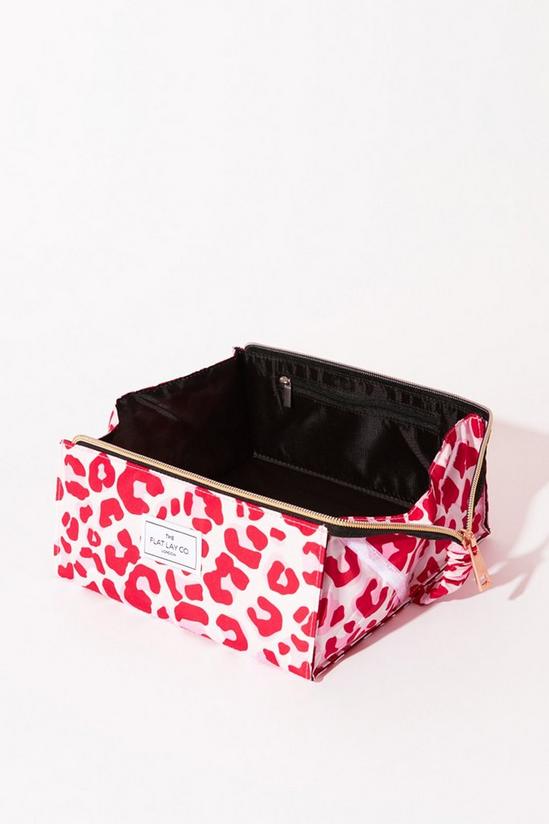 The Flat Lay Co Pink Leopard Open Flat Makeup Box Bag 4