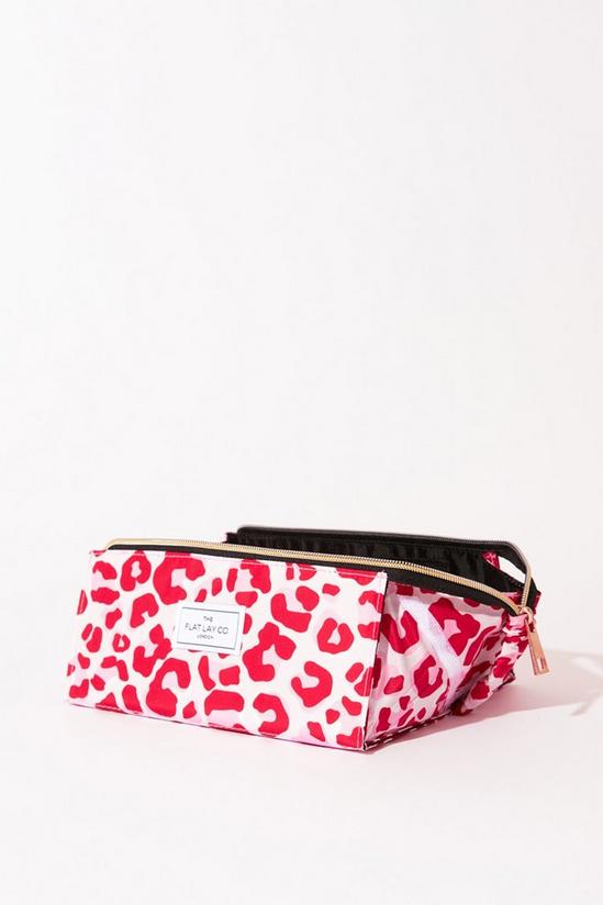 The Flat Lay Co Pink Leopard Open Flat Makeup Box Bag 5