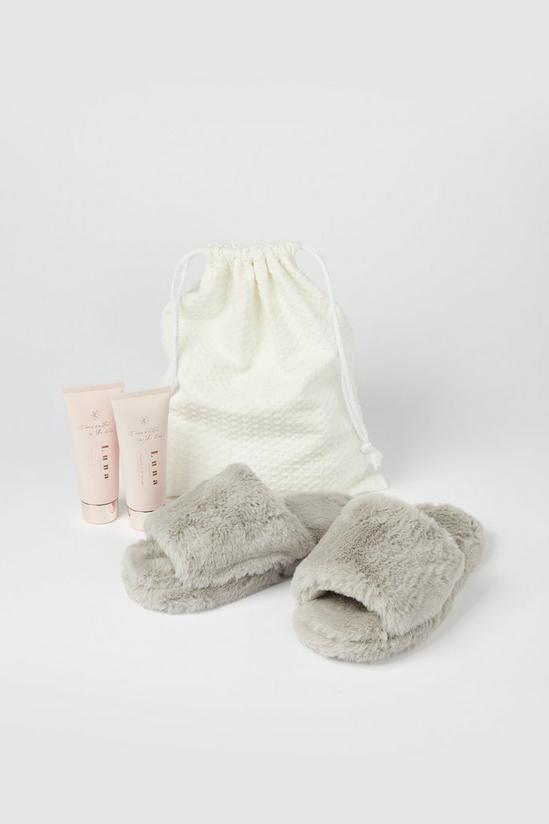 Luna Grey Slippers Gift Set 2