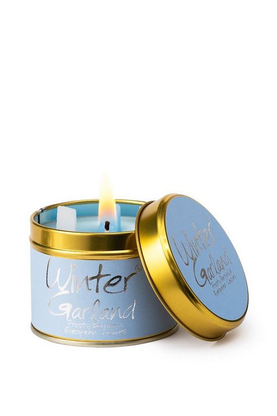 Lily Flame Winter Garland Tin Candle 1