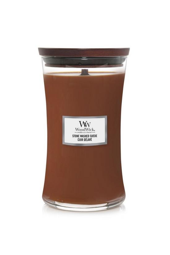Woodwick Large Hourglass Stonewashed Suede Candle 1