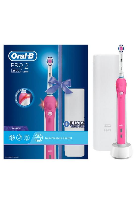 Oral B Pro 2 2500 Toothbrush And Travel Case Pink 1