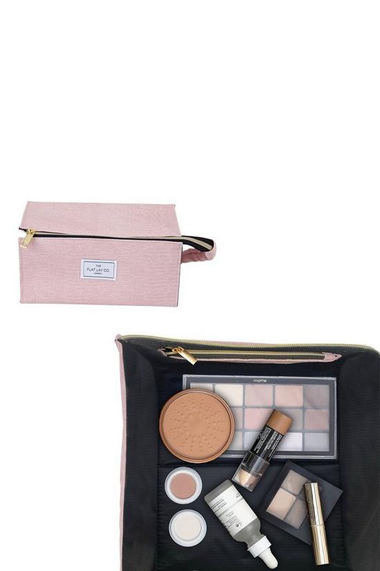 The Flat Lay Co Pink Croc Open Flat Makeup Box Bag 1