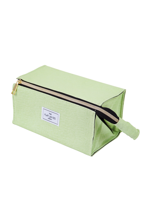 The Flat Lay Co Green Croc Open Flat Makeup Box Bag 3