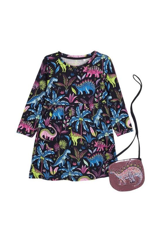 Blue Zoo Girls Dinosaur Print Dress And Bag 1
