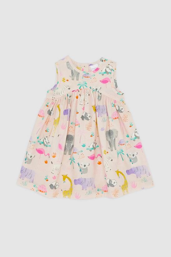 Blue Zoo Babies Pink Safari Print Cotton Dress 1