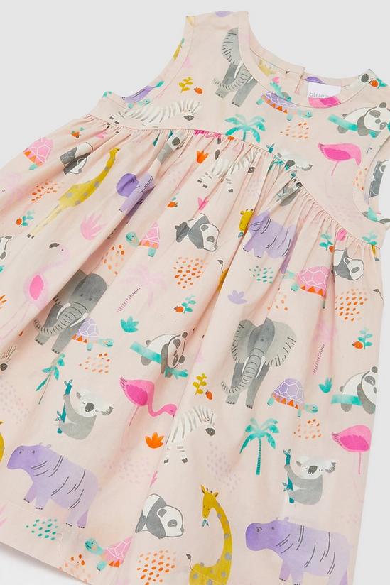 Blue Zoo Babies Pink Safari Print Cotton Dress 3