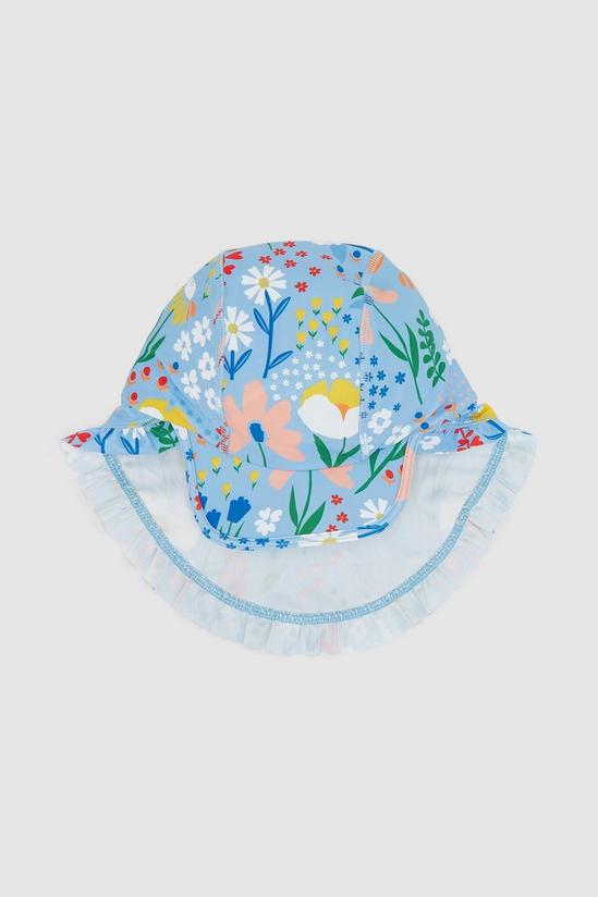 Blue Zoo Girls Light Blue Floral Print Keppi Hat 1