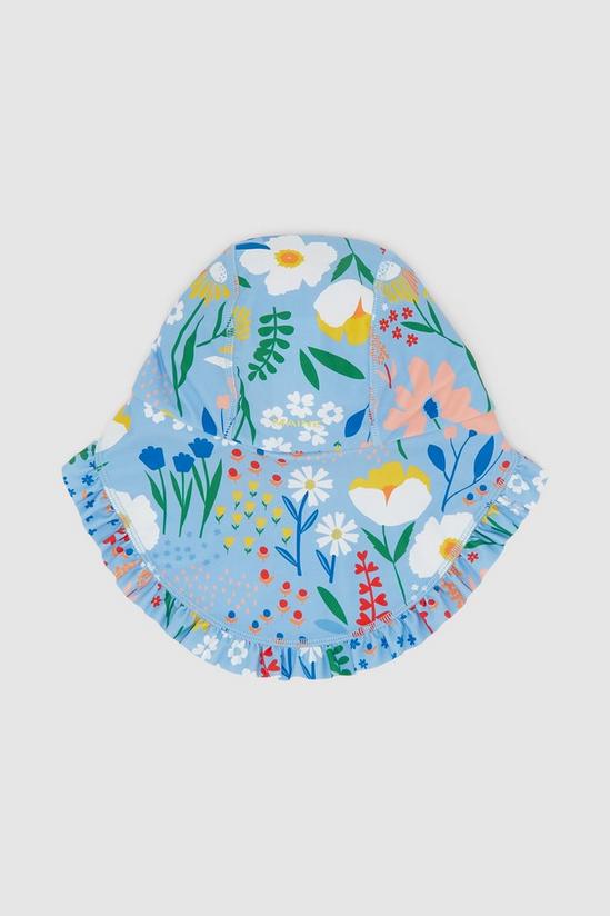 Blue Zoo Girls Light Blue Floral Print Keppi Hat 3