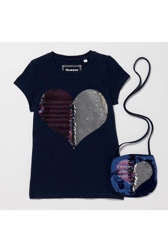 Blue Zoo Girls Sequin Heart Tee And Bag 4