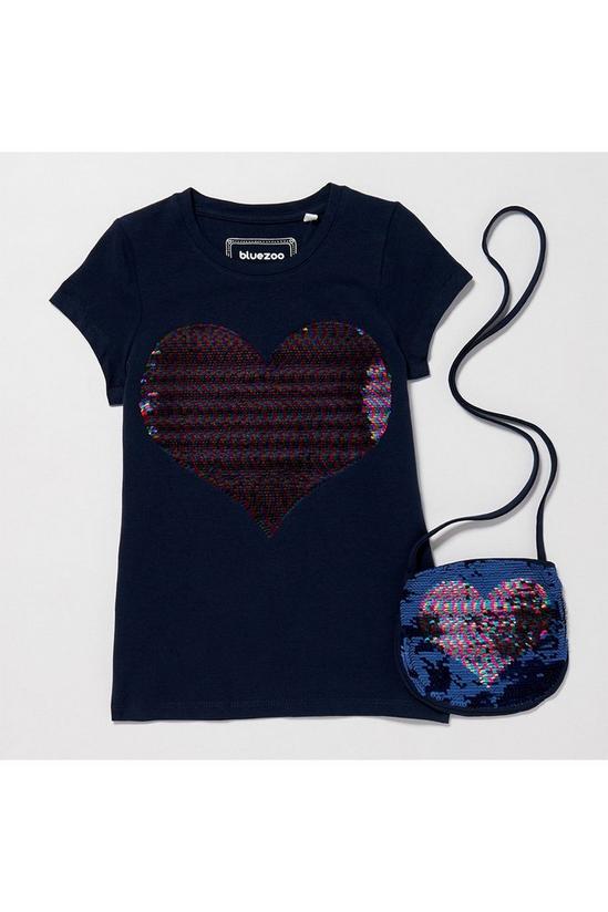 Blue Zoo Girls Sequin Heart Tee And Bag 5