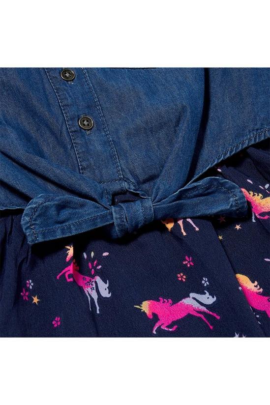 Blue Zoo Girls Denim Unicorn Print Mock Dress 3