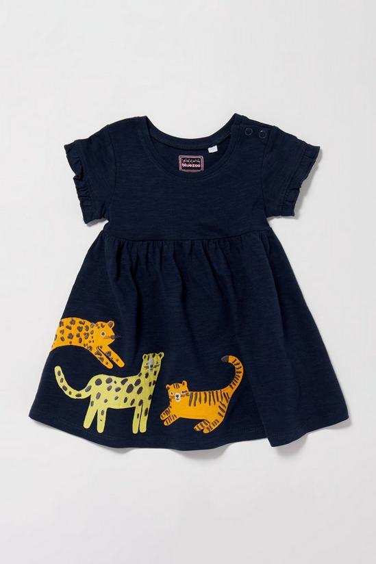 Blue Zoo Baby Girls Navy Cheetah Applique Cotton Dress 1