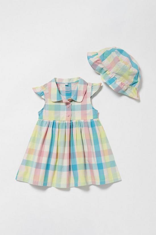 Blue Zoo Baby Girls Check Dress and Hat 1