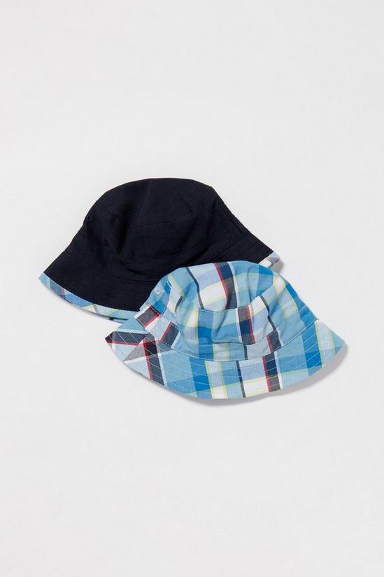 Blue Zoo 2 Pack Baby Boys Navy Checked Hats 1