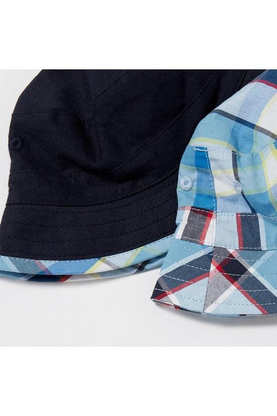 Blue Zoo 2 Pack Baby Boys Navy Checked Hats 2