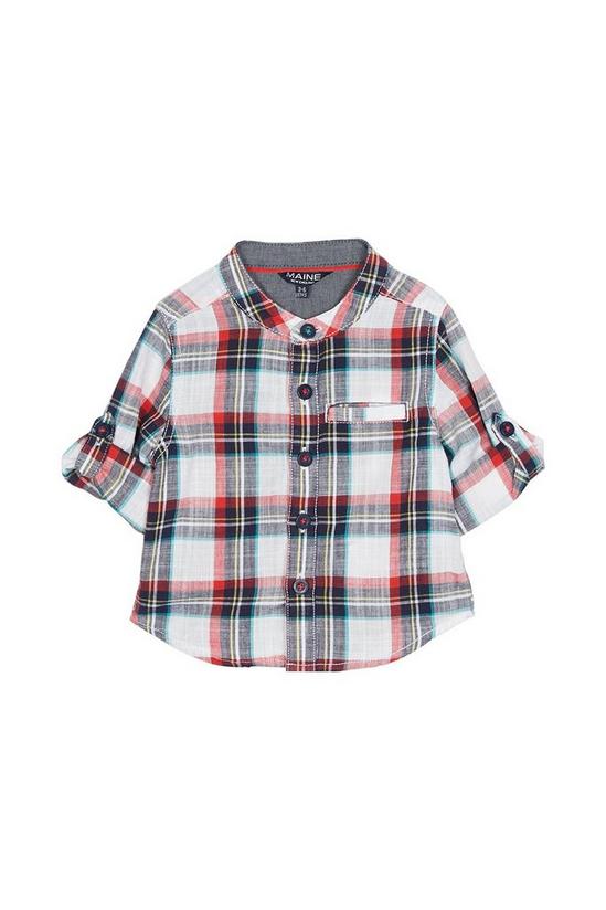 Blue Zoo Baby Boys Red Checked Cotton Long Sleeves Shirt 1