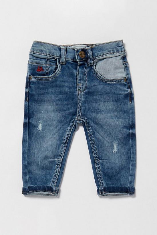 Blue Zoo Baby Boys Blue Distressed Mid Wash Jeans 1