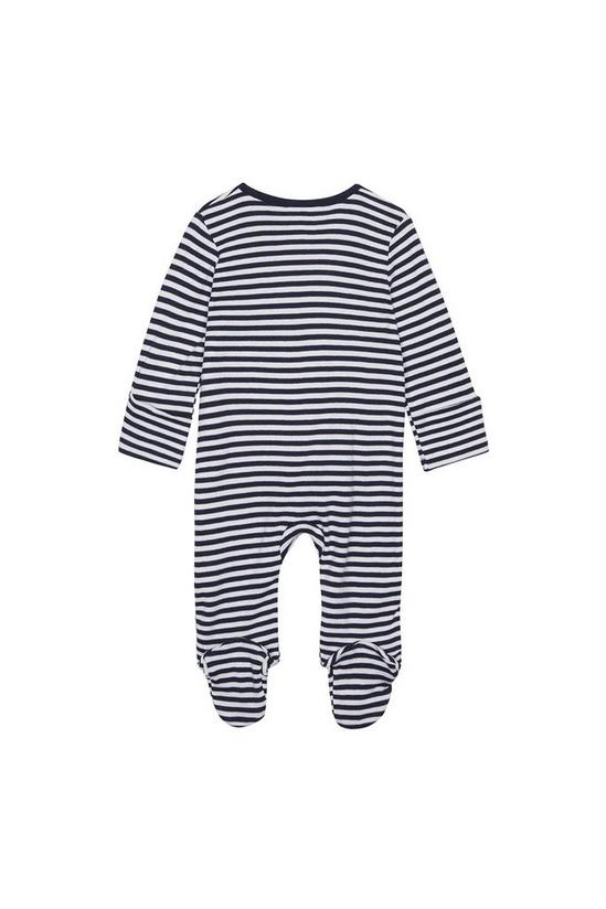 Blue Zoo Babies Navy Striped Duck Applique Sleepsuit 2