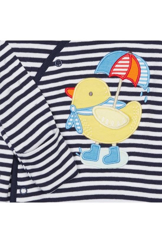 Blue Zoo Babies Navy Striped Duck Applique Sleepsuit 4