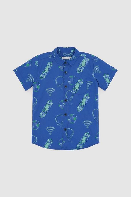 Blue Zoo Boys Skateboard Print Short Sleeve Shirt 1