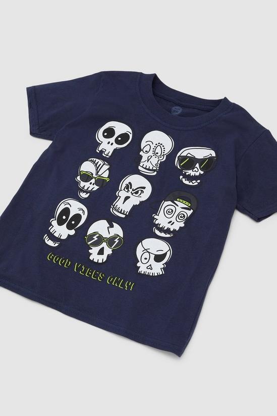 Blue Zoo Boys Skull Faces Short Sleeved Tee 3