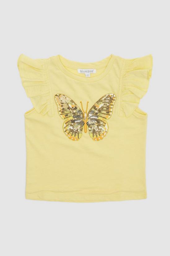 Blue Zoo Toddler Girls Butterfly Frill Sleeve Tee 1