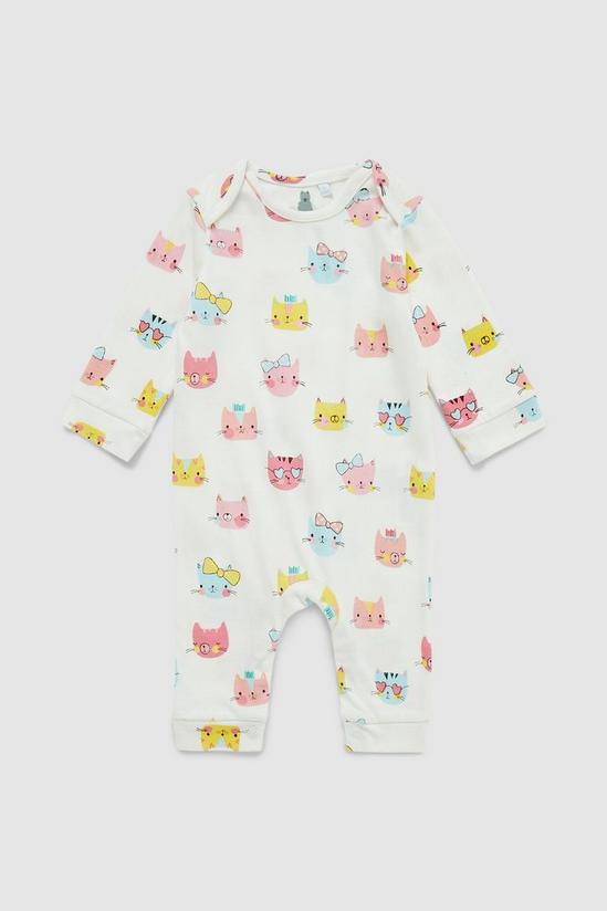 Blue Zoo Baby Girls Cat Faces Sleepsuit 1