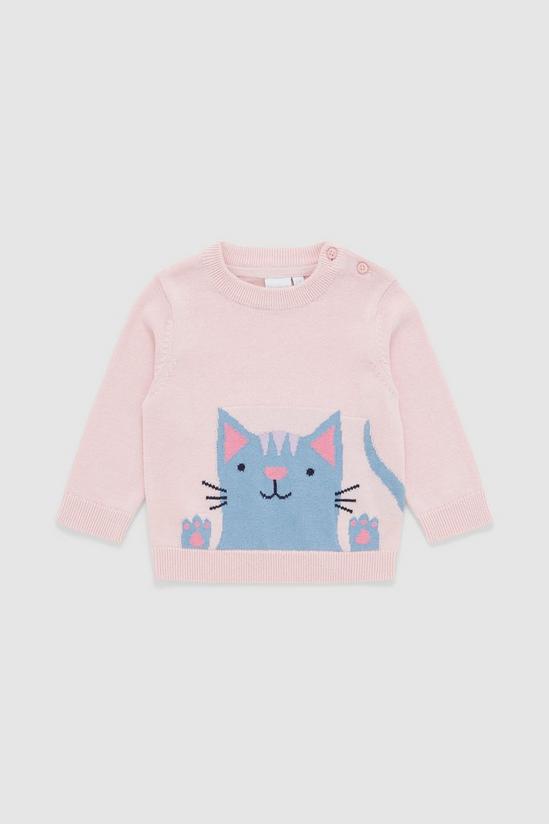 Blue Zoo Baby Girl Cat Face Jumper 1