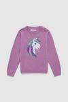 Blue Zoo Younger Girl Sequin Unicorn Jumper thumbnail 1