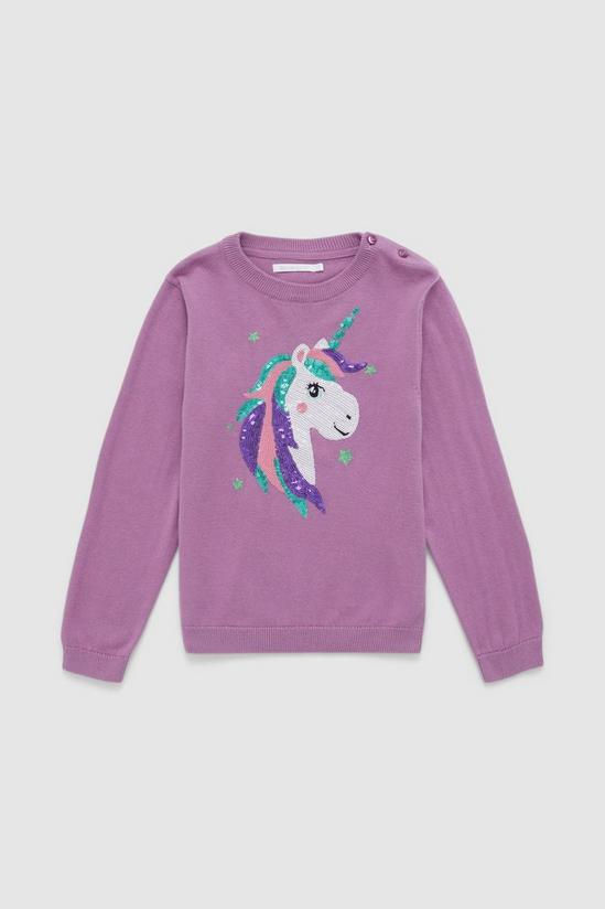 Blue Zoo Younger Girl Sequin Unicorn Jumper 1