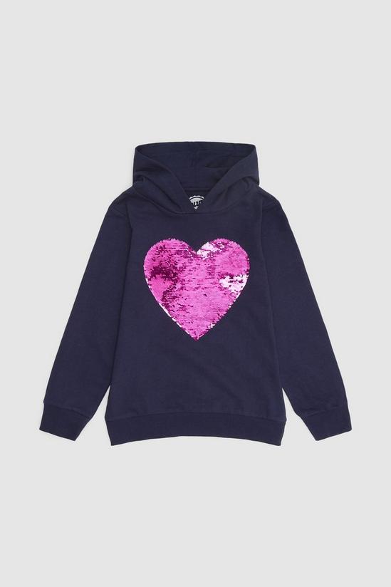 Blue Zoo Younger Girl Heart Hooded Sweat Top 1